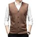 New Men's Wool Knitted Vest Business Work Clothes Solid Color Knitted Cardigan Vest Foreign Trade Export Style_viptrois.com