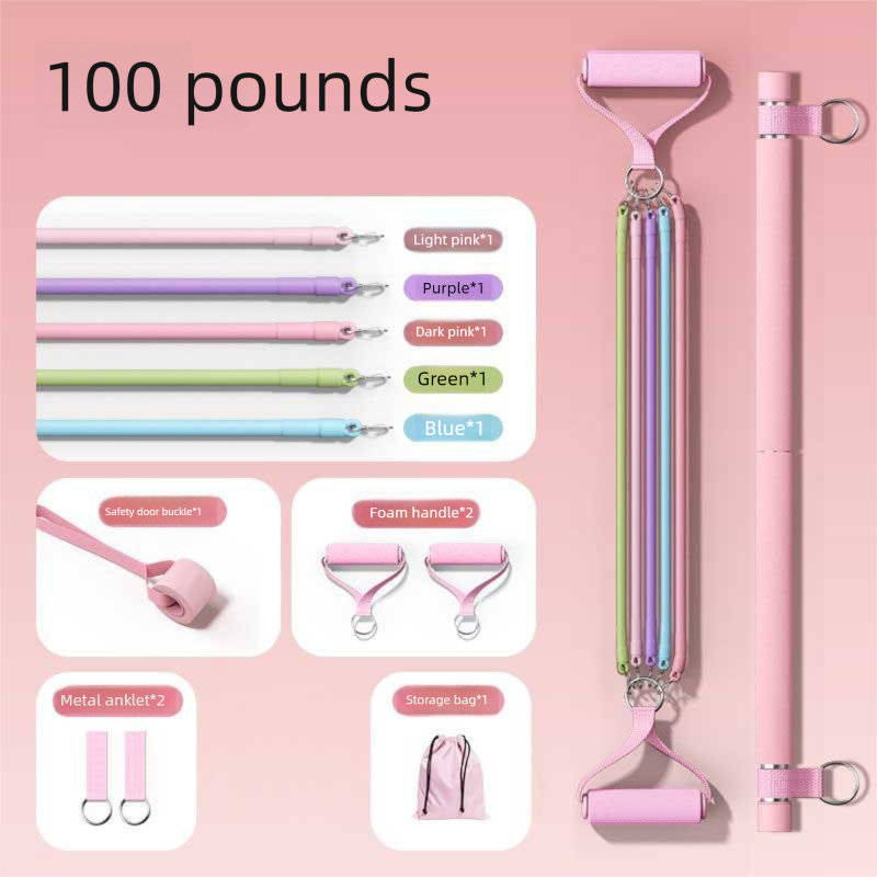 Yoga Pilates Multifunctional Fitness Resistance Band Push Pull Rod Training Unisex Barbell Bar_viptrois.com