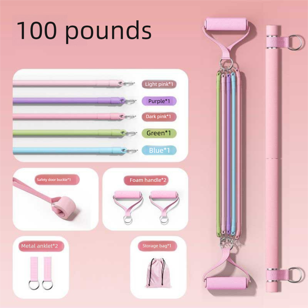 Yoga Pilates Multifunctional Fitness Resistance Band Push Pull Rod Training Unisex Barbell Bar_viptrois.com