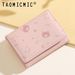 Cute Bear Print Women's Compact Tri-Fold Wallet - PU Leather Mini Purse For Students, Fashion Gift For Ladies & Girls_viptrois.com