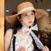 Lace Braided Straw Women's Summer Travel Big Brim Sun Seaside UV Protection Beach Hat_viptrois.com