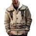 New Men's Jacquard Knit Jacket Long Sleeve Turn-Down Collar Cardigan Sweater Men SY0037_viptrois.com