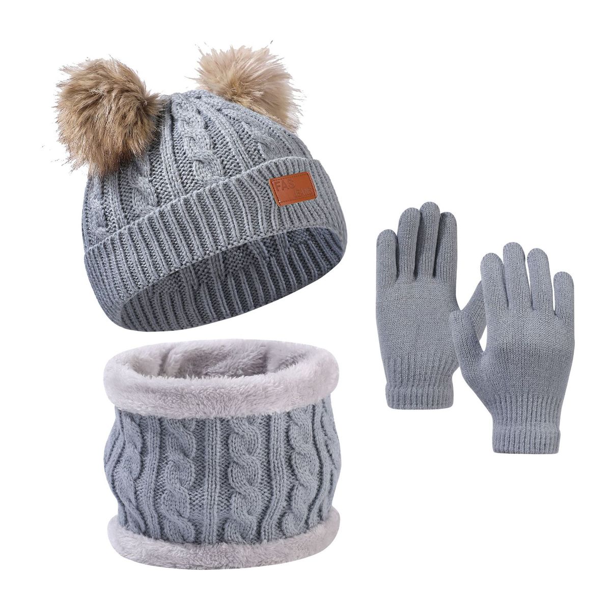 Kids'scarf, hat & glove sets Children's hat gloves bib set twist children's autumn and winter knitting hairball yarn_viptrois.com