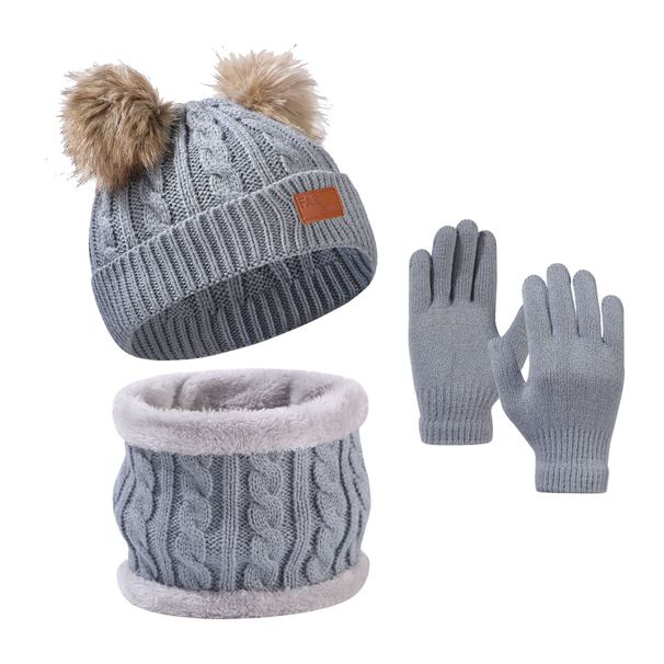 Kids'scarf, hat & glove sets Children's hat gloves bib set twist children's autumn and winter knitting hairball yarn_viptrois.com