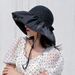 Hat Female Summer Eaves Vinyl Bucket Hat UPF50 + Bow Sun Hat Face Covering Sun Hat Sun Hat Female_viptrois.com