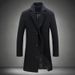 Men’s Slim-Fit Wool-Blend Trench Coat, Long-Length Casual Overcoat With Multi-Pocket Design, Lightweight Polyester-Cotton Blend,_viptrois.com
