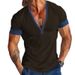 INS2024 Summer Quick-Dry Short Sleeve Casual Men's V-Neck Plus Size Striped T-Shirt Top_viptrois.com