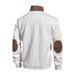 Men's Clothing Half-Zip Button-Up Sweatshirt – Stylish Contrast Trim Stand Collar Top For Casual & Outdoor Wear (S-3XL, Black/White/Khaki)_viptrois.com