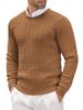 Men's Slim Fit Cable Knit Sweater - Breathable, Stretchable, Machine Washable Long Sleeve Pullover For Casual & Business_viptrois.com