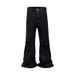 Men's Clothing High Street Waxed Coated Wide Leg Jeans With Ripped Patches Loose Flared Pants_viptrois.com