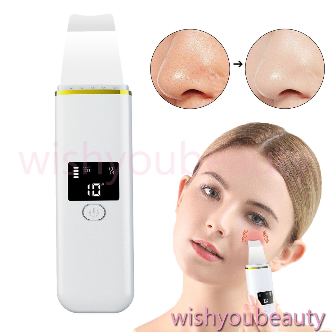 Ultrasonic Facial Skin Scrubber Spatula Blackhead Remover Device LCD Display_viptrois.com