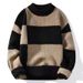 Autumn And Winter Semi-turtleneck Knitted Bottoming Shirt Men's Trendy Brand Contrasting Sweater Youth Casual Versatile Trendy Top_viptrois.com