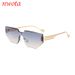 New Frameless Cat Eye Sunglasses Personality Metal Leg Frameless Sunglasses Duqiao Glasses_viptrois.com