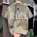 Men's Clothing Fashion Big Letter Short Sleeved Drop Shoulder Loose Versatile Ins Trendy Half Sleeved T Shirt_viptrois.com