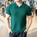 Men's Performance Running Polo Shirt - 2025 Summer Elastic Fitness Top | Moisture-Wicking Texture Stripe Design | Quick-Dry Solid Color Sportswear_viptrois.com