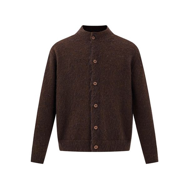 ATBORDER Autumn Winter Cardigan Trendy Stand Collar Knitted Men Versatile Lazy Style Sweater Solid Color Jacket N1615_viptrois.com