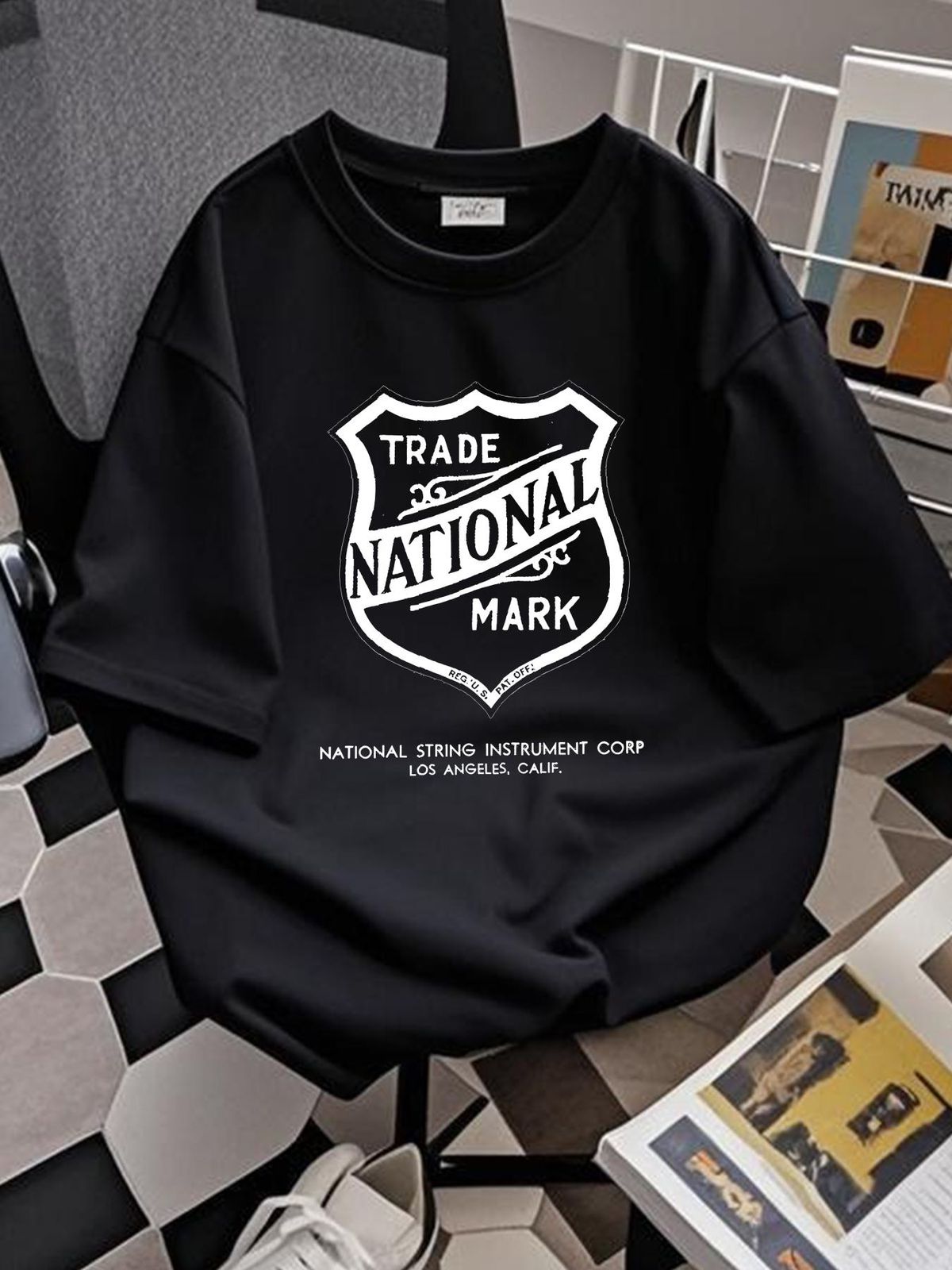 Vintage 1929 National Guitar Shield Classic T-Shir Baseball Cap Snapback Caps Knitted Hat Homme Summer Comfortable Designer Clothes Breathable_viptrois.com