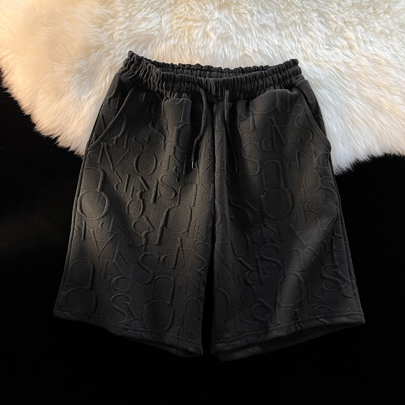 Men's Clothing Style Sports Shorts Men Ins Trendy Brand Three Dimensional Letter Casual Shorts Summer Thin Loose Wide Leg Shorts_viptrois.com