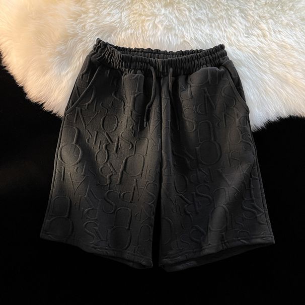 Men's Clothing Style Sports Shorts Men Ins Trendy Brand Three Dimensional Letter Casual Shorts Summer Thin Loose Wide Leg Shorts_viptrois.com