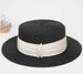 Women's Straw Hats Pearl Straw Hat Women's Summer Beach Sun Hat Sun Protection Straw Sun Hat Celebrity Style Flat Top Hat_viptrois.com