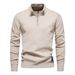 Men's Slim Fit Cotton Sweater Half Zip Stand Collar Pullover Top - Breathable Stretch Knit Casual Long Sleeve Shirt For Fall Winter (Navy, Black,_viptrois.com