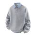 Men's Fake Two-Piece Sweatshirt – Contrast Collar Long Sleeve Pullover (Navy Blue & Light Heather Gray, S-XXXL)_viptrois.com