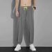 Men's Wide Leg Pants Summer Thin Ice Silk Drape Elastic Striped Casual Loose Straight Sports Trousers Trendy Cotton Garment_viptrois.com