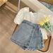 Kids Clothing Girls Fashion Two piece Lace Top and Jeans Set_viptrois.com