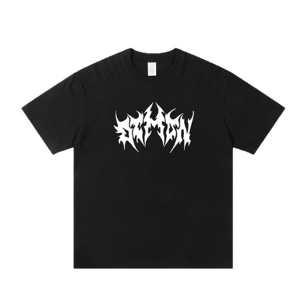 Men's Clothing 230G100% Cotton T Shirt Trendy Brand Dark Style Letter Printing Rock Style Men's Pullover_viptrois.com