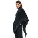 Unisex European and American spring and autumn stripes solid color fringe knitted cape cape_viptrois.com