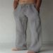 Suitable For All Seasons Men's Plus Size Loose Casual Elastic Waist Drawstring Breathable Sports Cotton Linen 2024 Long Pants_viptrois.com