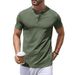 Men's Clothing Men's Henley Shirt Short Sleeved Casual Button Down Shirt Lightweight Summer Solid Color Slim T Shirt_viptrois.com