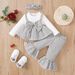 "Elegant Checkered Bow Baby Girl Outfit Set - Long Sleeve Top & Pants, Soft Polyester Blend, Princess Style (1-3 Years, 80-100cm)"_viptrois.com