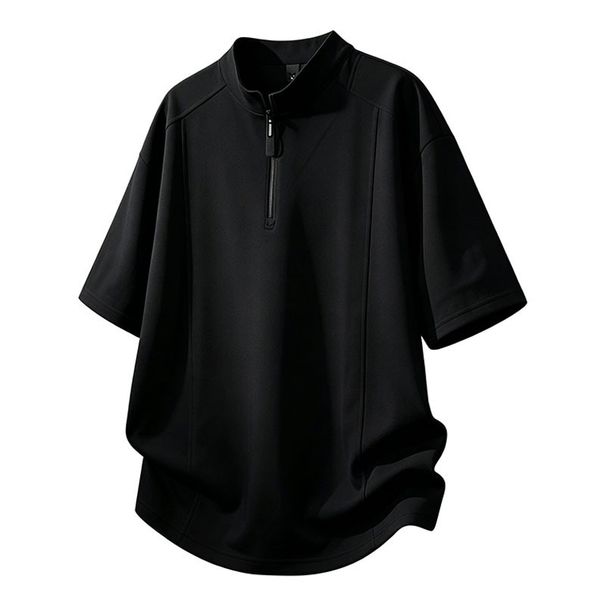 Men's Trendy Half Zip T-Shirt Short Sleeved Casual Tie Dye Loose Fit plus Size Summer Workwear Sportswear Set_viptrois.com