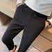 Men's Clothing Waffle Casual Trousers Summer Thin Business Suit Trousers Slim Fit Small Feet Free Ironing High End Suit Trousers_viptrois.com