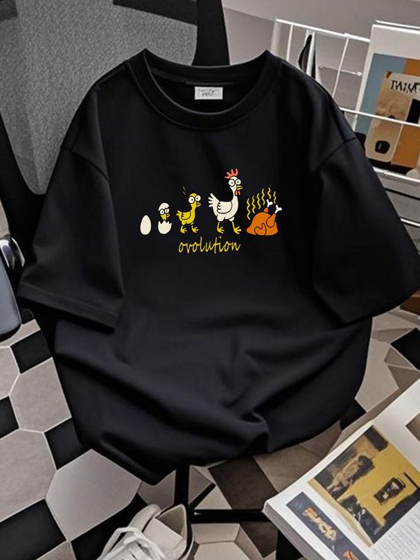 OVOLUTION FUNNY T SHIRT Chicken Chick Evolution Joke Party Fun Top Graphic Stretched Breathable Casual Summer Streetwear Fashion_viptrois.com