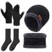Men's knit hat three-piece plus pile hat Women's scarf Touch screen gloves Winter warm suit_viptrois.com