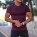 Men's Breathable Stand Collar Short Sleeve T-Shirt - Stretch Cationic Fabric For Sports & Casual Wear_viptrois.com