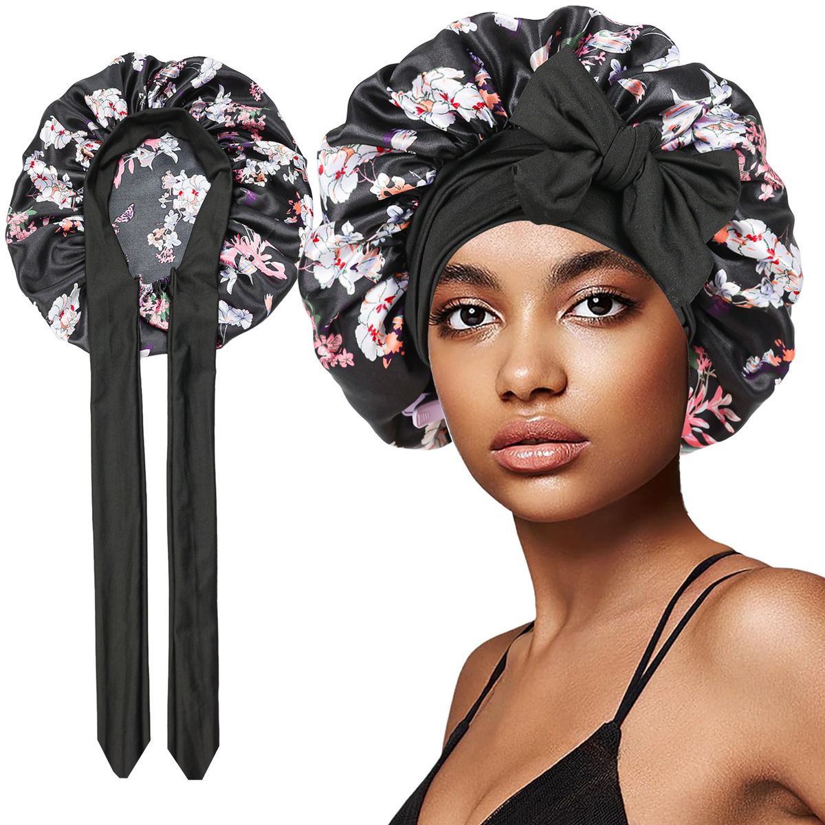 Hot Selling Printed Two Ribbon Elastic Women's Sleeping Cap Hair Care Cap Shower Cap Factory Direct Sales_viptrois.com
