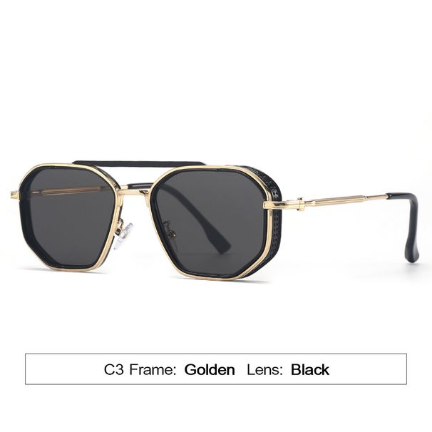 Men's Sunglasses Retro Punk Sunglasses High End Men's And Women's Fashion Sunscreen Gradient Green Metal Double Beam_viptrois.com