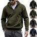 Men's Fleece-Lined Hooded Zip-Up Sweatshirt - Winter Casual Sporty Pullover With Color Block Design (Navy, Black, Army Green, Iron Gray)_viptrois.com