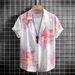 Men's Clothing Big Flower Digital Printing Four-sided Stretch Men's Short-sleeved Shirt Men's Shirt Summer 2024 New Cross-border_viptrois.com