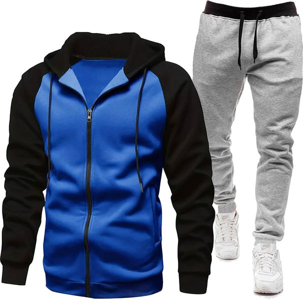 2025 new men's outerwear autumn/winter color blocked fashionable raglan sleeve casual hoodie set for sports 9576_viptrois.com
