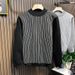 New trendy autumn and winter casual round neck sweatshirt with fashionable stripes, loose and versatile pullover, long sleeved top_viptrois.com
