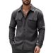 Men's Clothing Fleece Lined Turn-Down Collar Multi-Pocket Single-Breasted Casual Jacket - Slim Fit Lightweight Warm Stylish Outerwear Urban Commute_viptrois.com