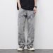 Men's Clothing Loose Straight Personalized Laser Burnt Flower Jeans Street Loose Straight Casual Trousers_viptrois.com