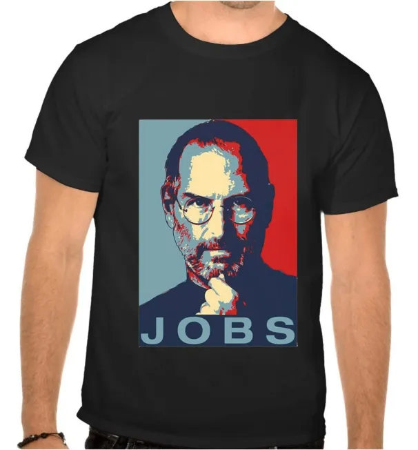 Unisex Tees 100% Cotton Men's Women's STEVE JOBS BLACK T-Shirt Mens Womens Tees Top -1054-_viptrois.com
