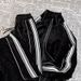 Men's Clothing High end Gold Velvet Colorblock Striped Sweater Two piece Couple Casual Sports Suit Men_viptrois.com