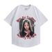 High street hip-hop character print short sleeved men's trendy brand loose couple casual t-shirt_viptrois.com