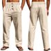 Men's Clothing Spring And Autumn Season Breathable Cotton And Linen Loose Casual Sports Pants_viptrois.com